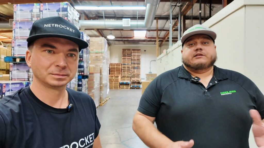 Daniel Dramshev and Alex in the Coolman HVAC Supply warehouse